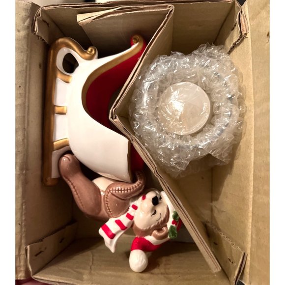 Vtg FITZ AND FLOYD Christmas Teddy Bear Sleigh Candle Holder Dish 27/52 Japan - Picture 8 of 8